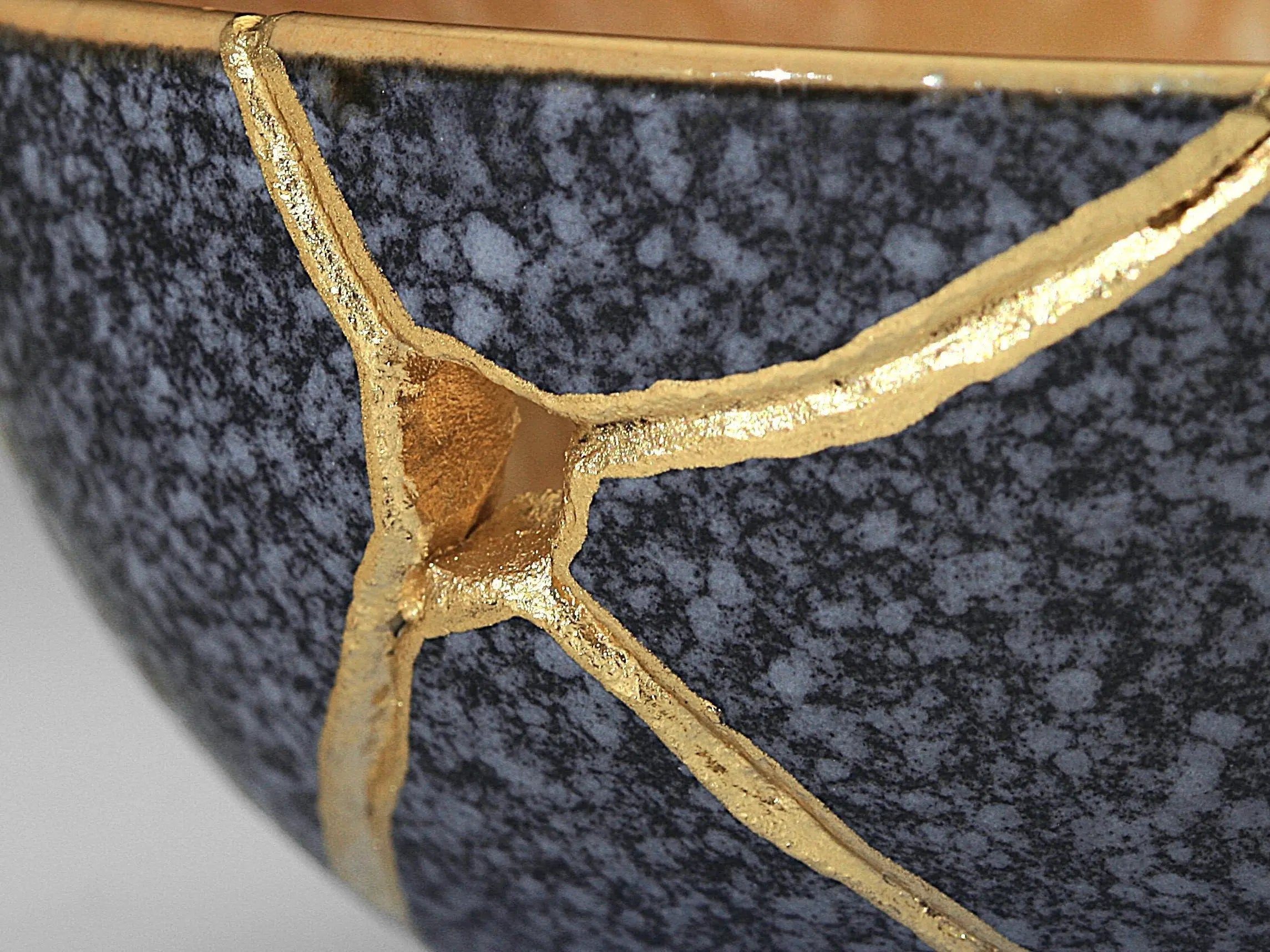 Small Orange and Gray Kintsugi Bowl