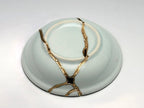 Small Blue and White Kintsugi Plate with Flowers