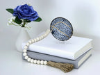 Small Blue and White Kintsugi Plate with Small Flowers