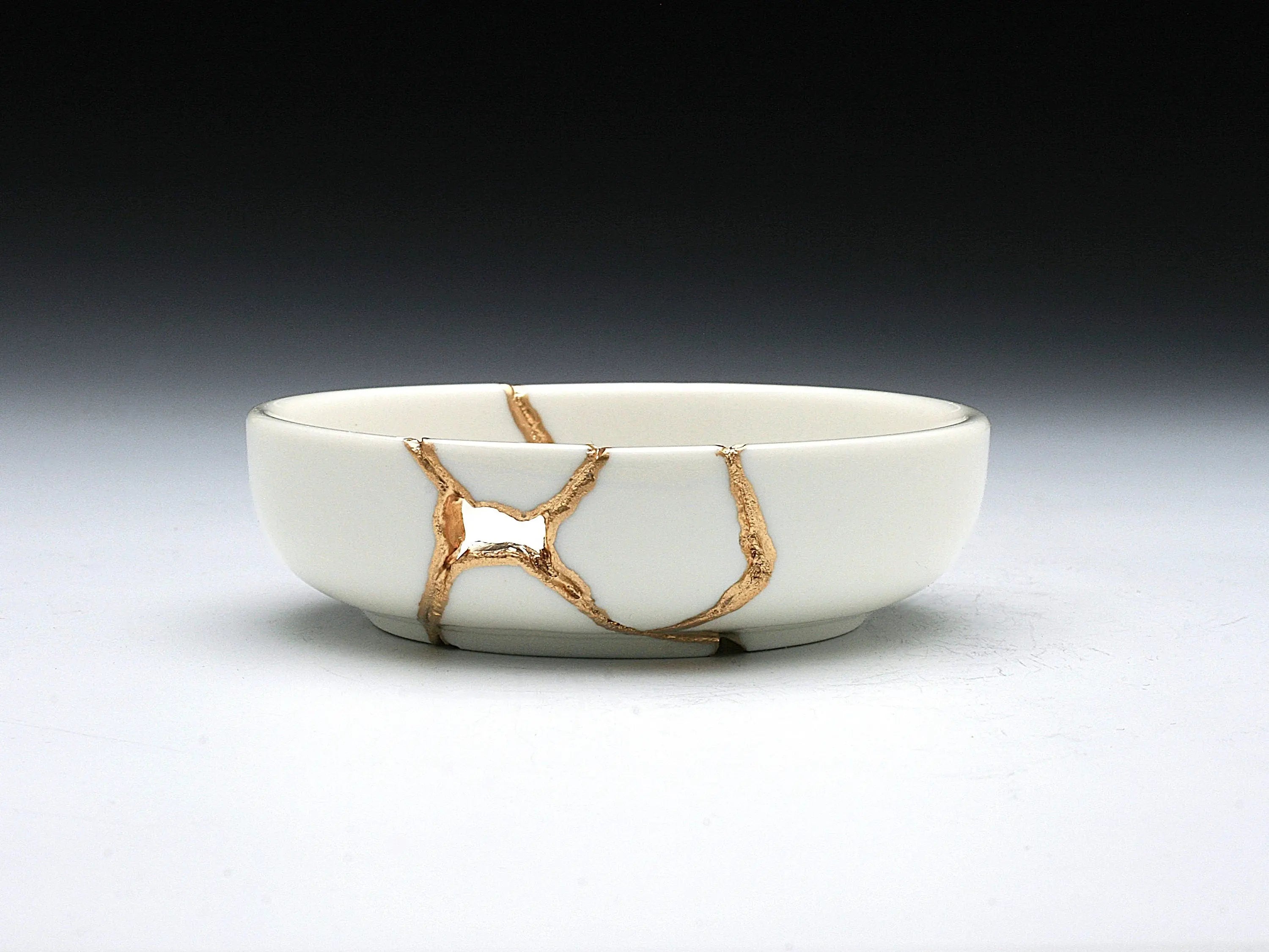 Small White Kintsugi Dish