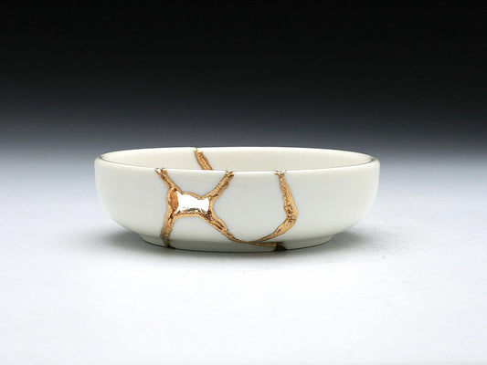 Small White Kintsugi Dish