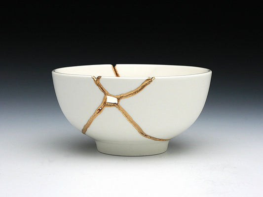 Medium White Kintsugi Bowl