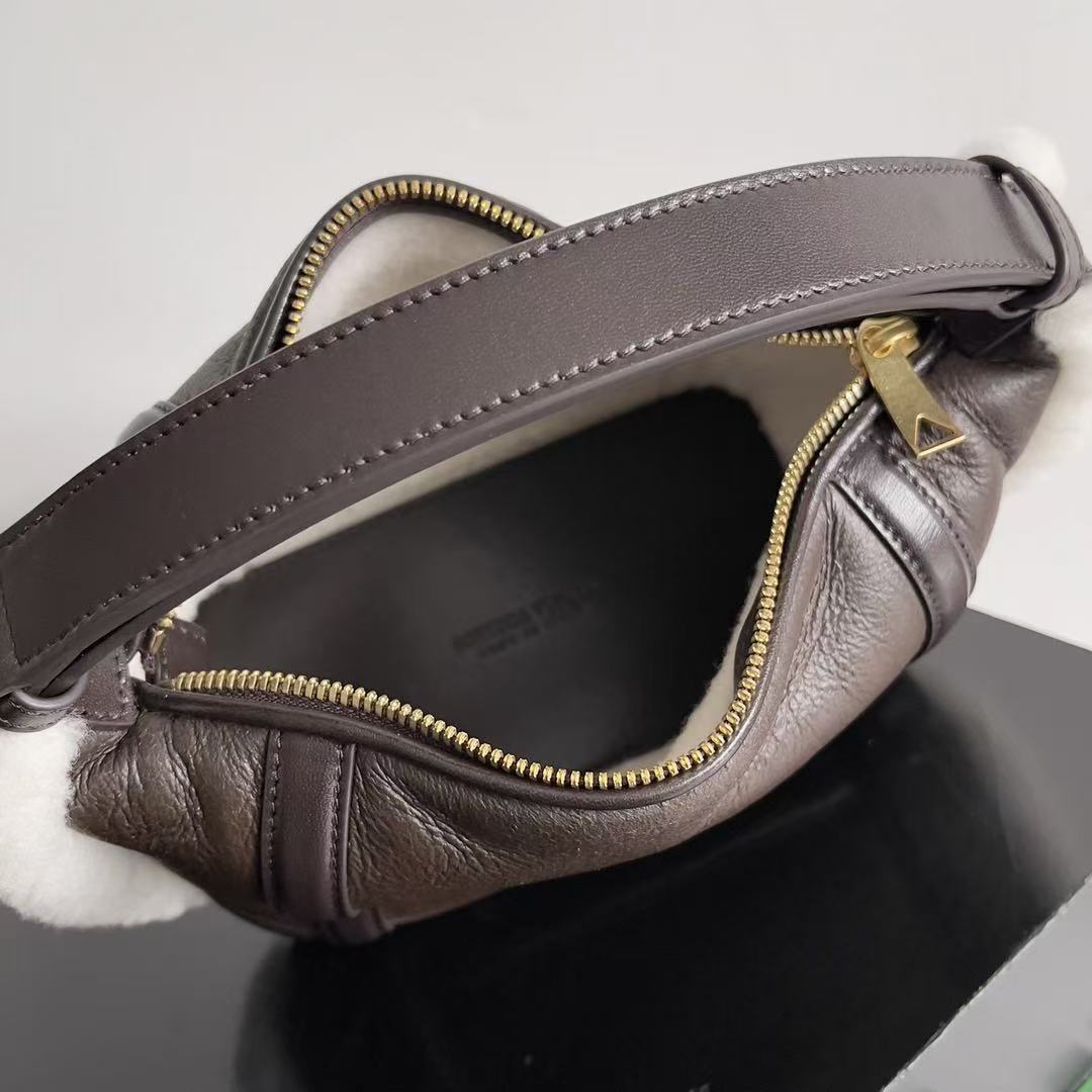 BV Wallace Mini Bag Brown White Lamb Fur Leather