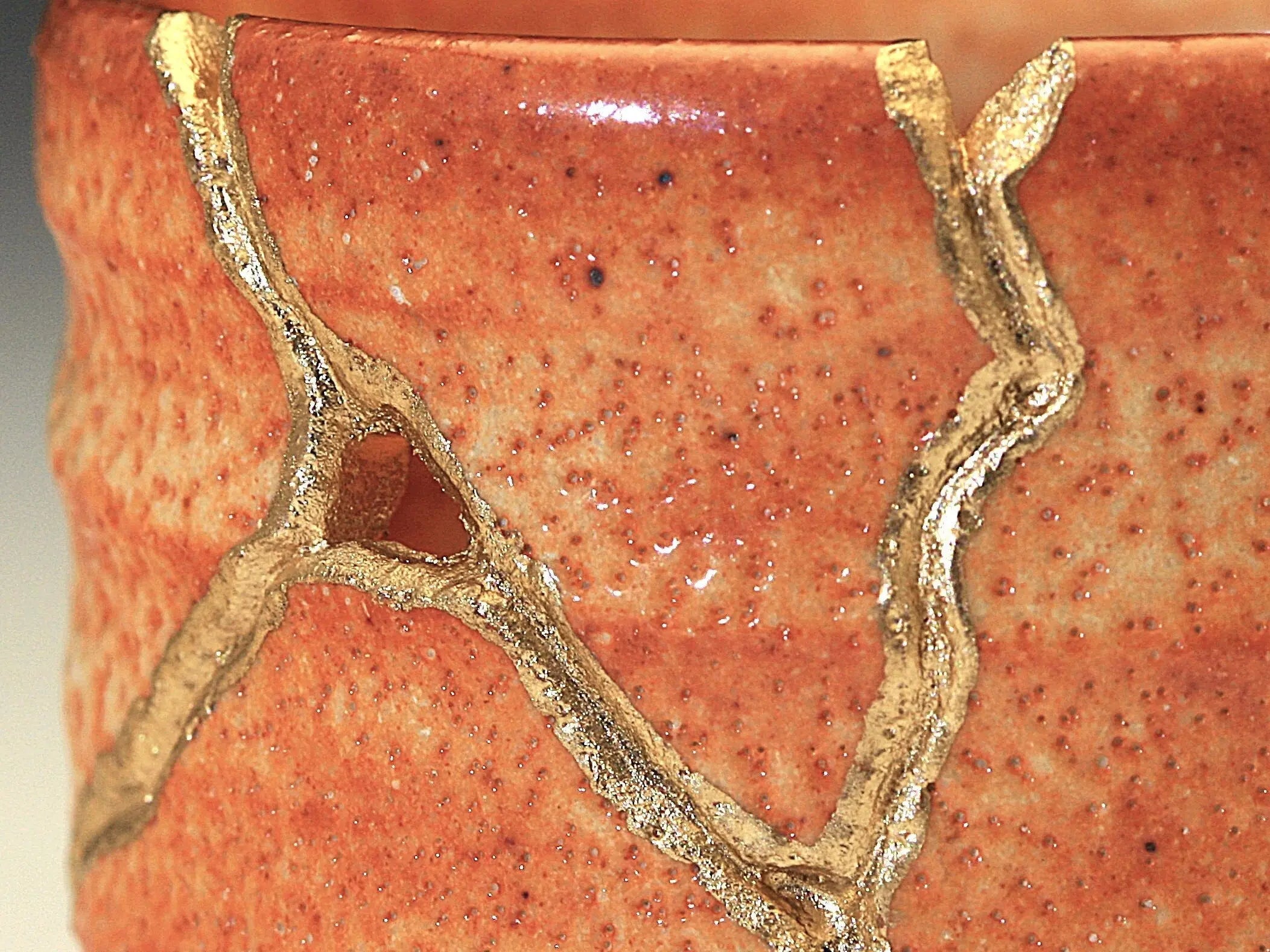 Small Orange Kintsugi Saki Cup