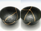 Medium Black Kintsugi Bowl with Texture