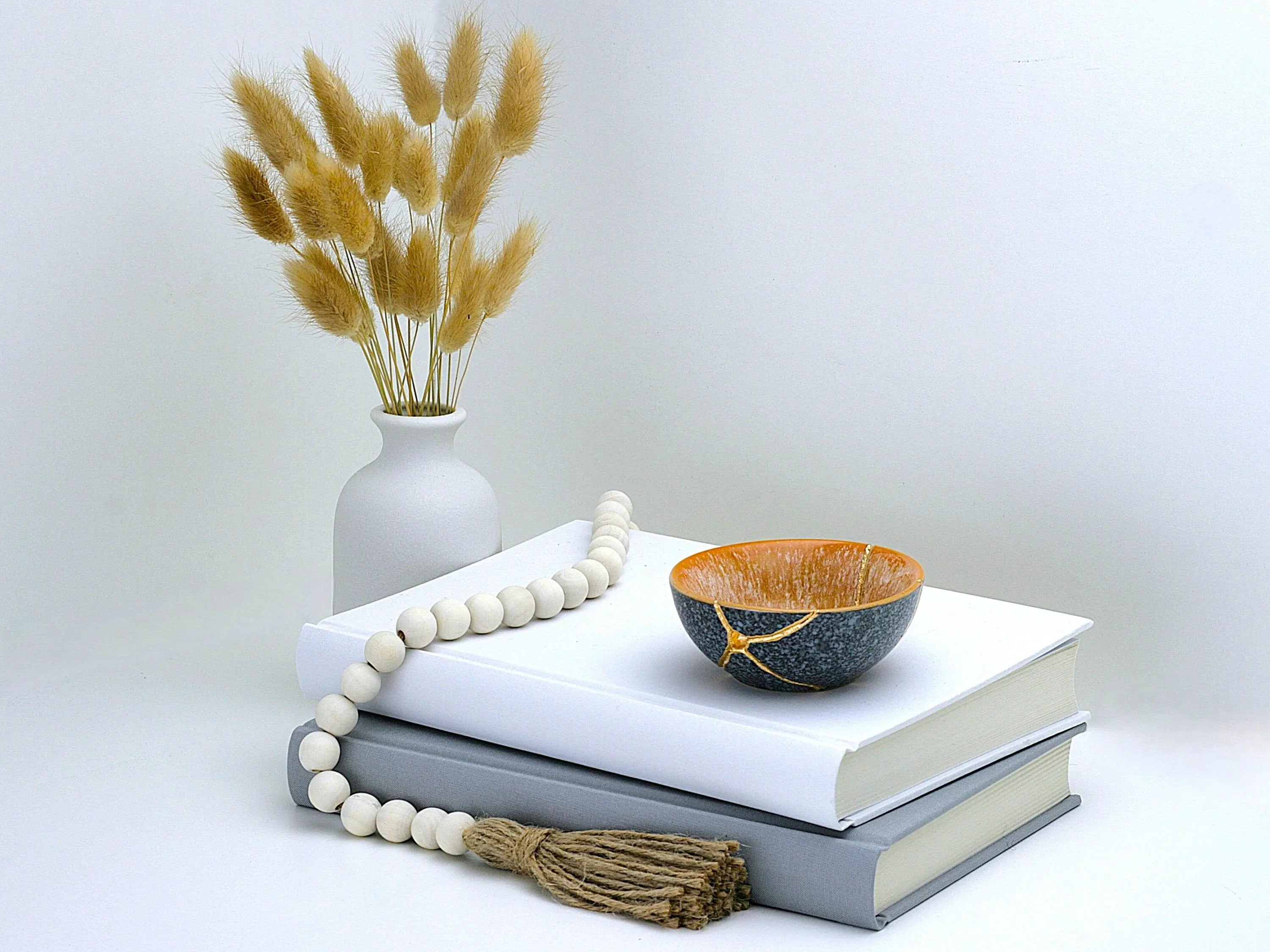 Small Orange and Gray Kintsugi Bowl