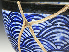 Medium Blue and White Kintsugi Bowl with Aranami Pattern