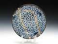 Small Blue and White Kintsugi Plate with Small Flowers