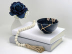 Medium Dark Blue Kintsugi Bowl with Sakura Pattern