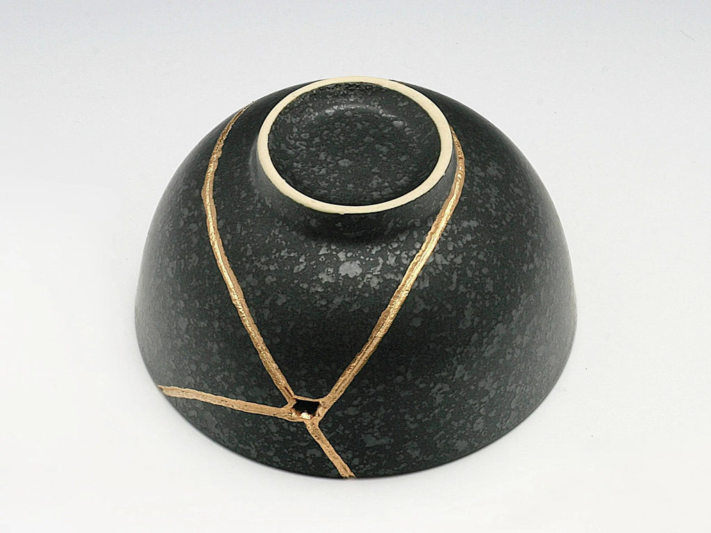 Medium Black Kintsugi Bowl with Texture