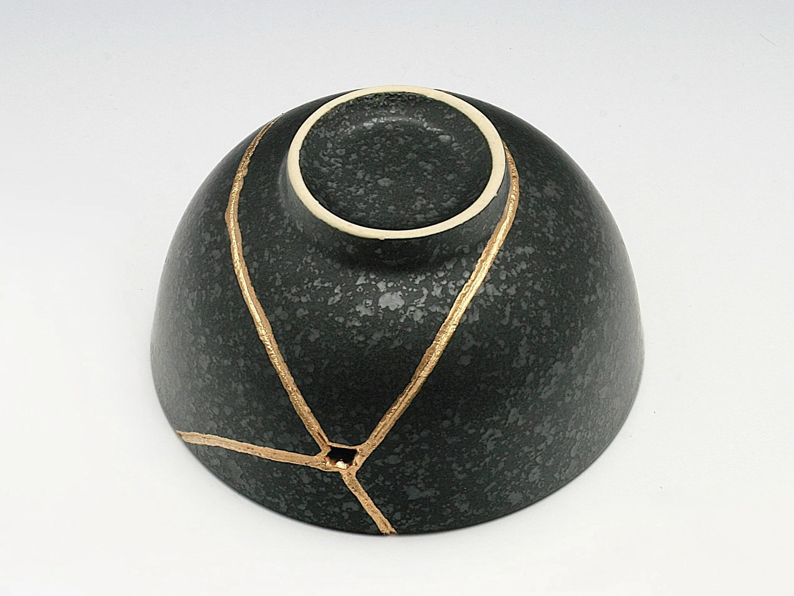 Medium Black Kintsugi Bowl with Texture