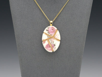 Soft Pink Rose Kintsugi Necklace