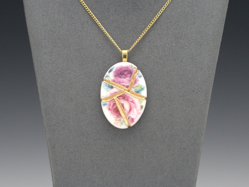 Pink & Purple Rose Kintsugi Necklace