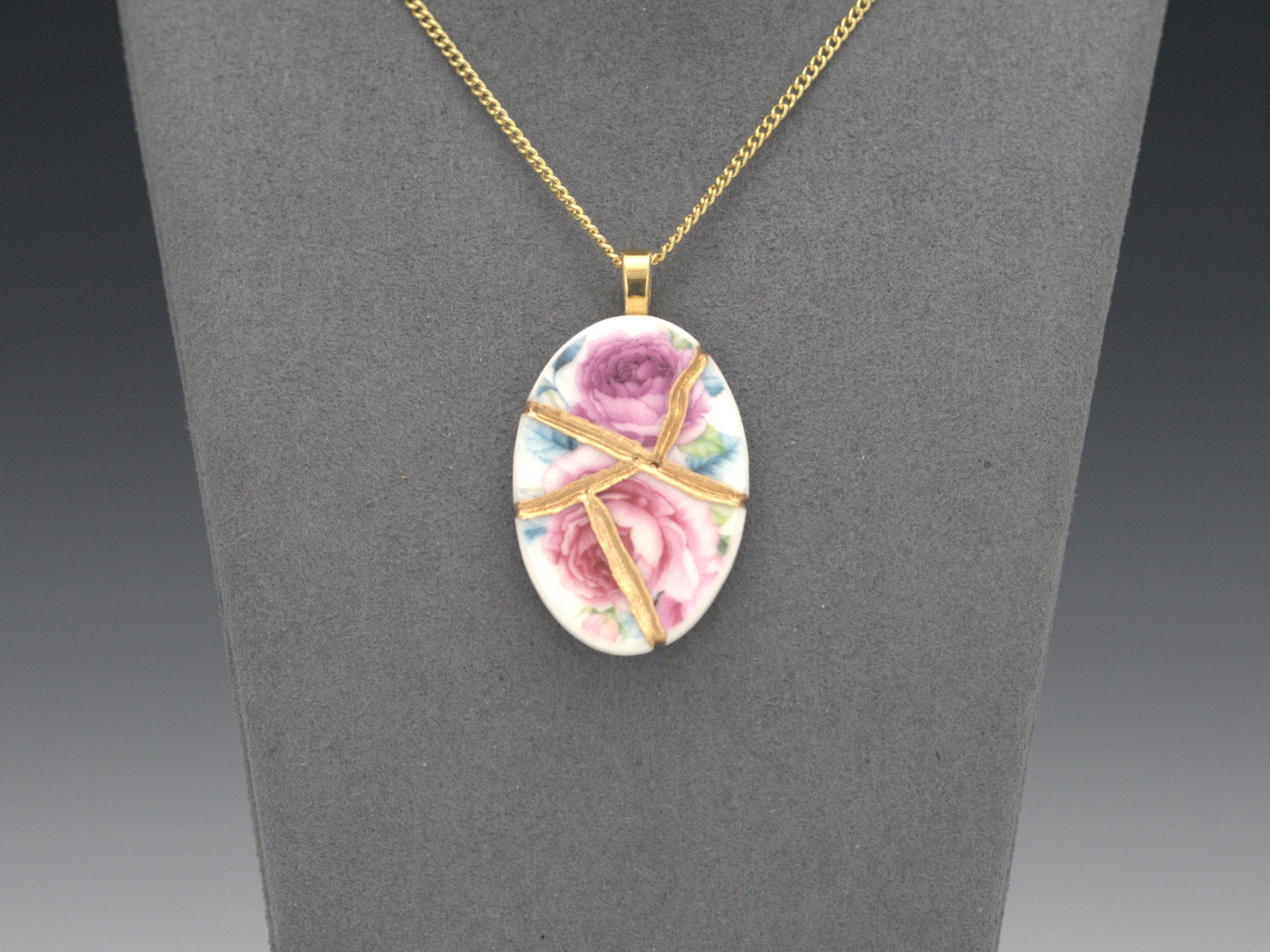 Pink & Purple Rose Kintsugi Necklace