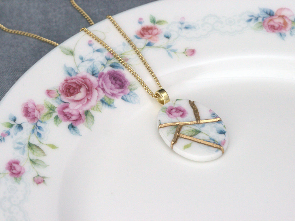 Pastel Floral Kintsugi Necklace