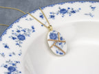 Soft Blue Floral Kintsugi Necklace