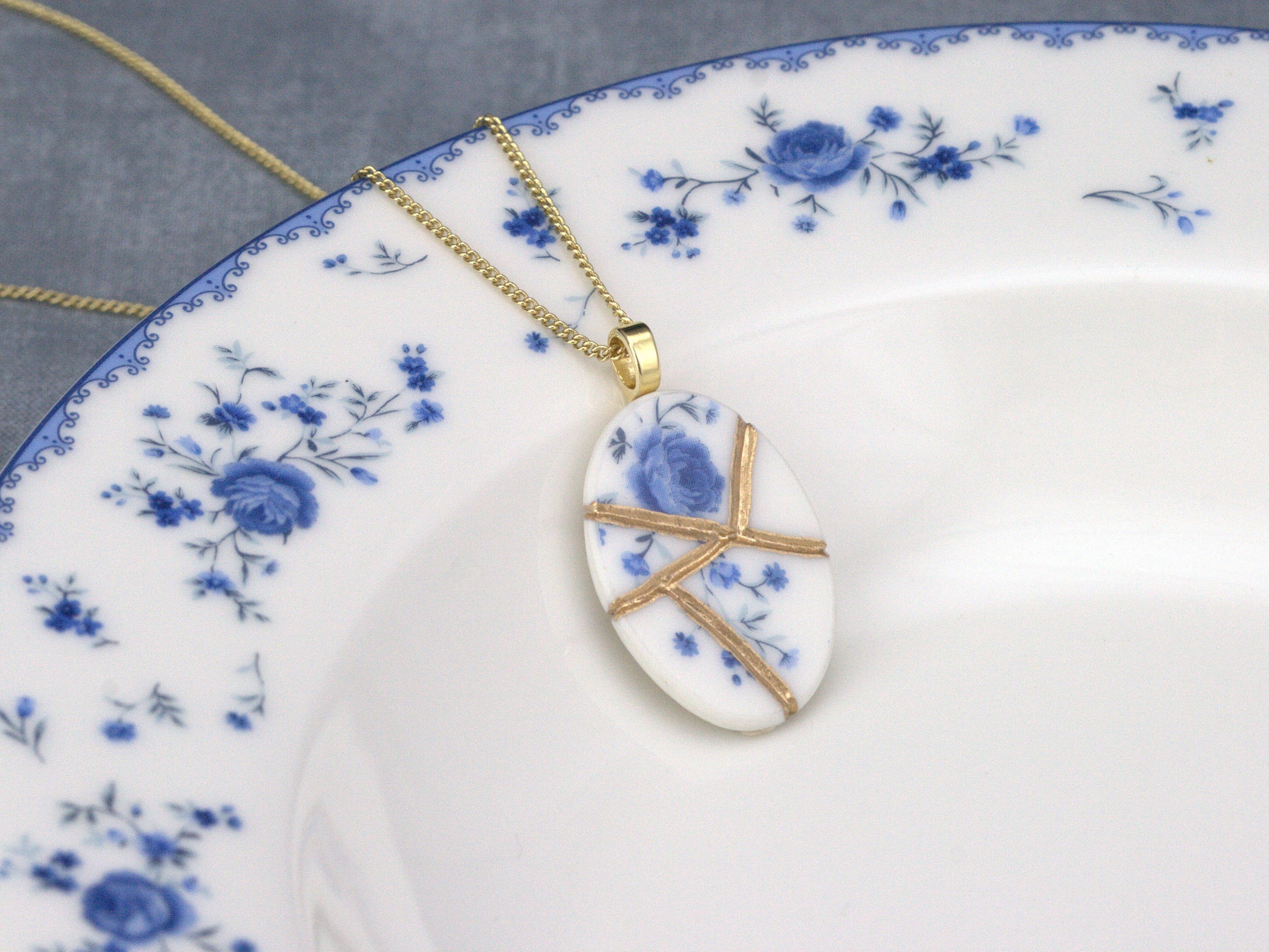 Timeless Blue Kintsugi Necklace