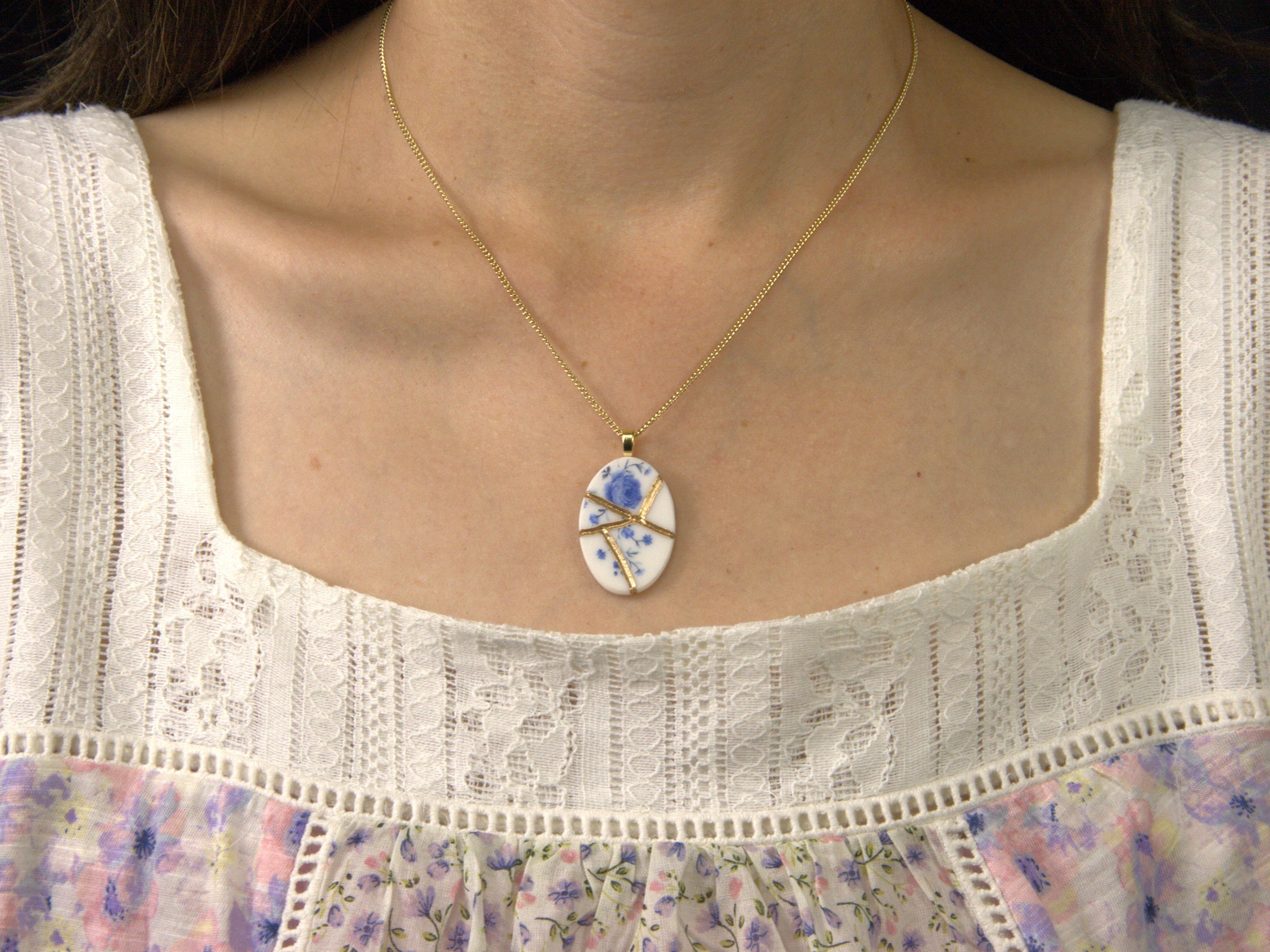 Timeless Blue Kintsugi Necklace