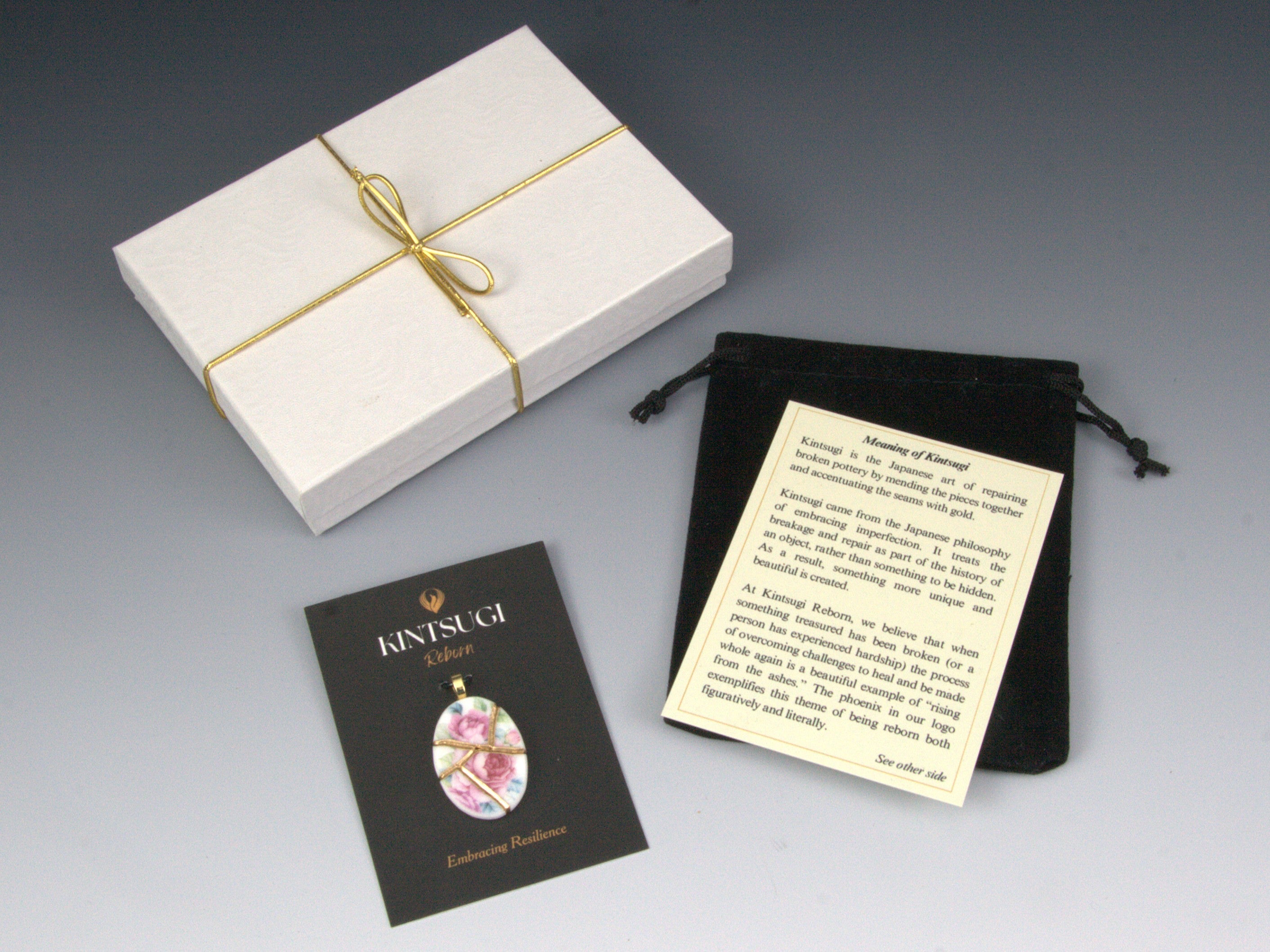 Blooming Pink Rose Kintsugi Necklace