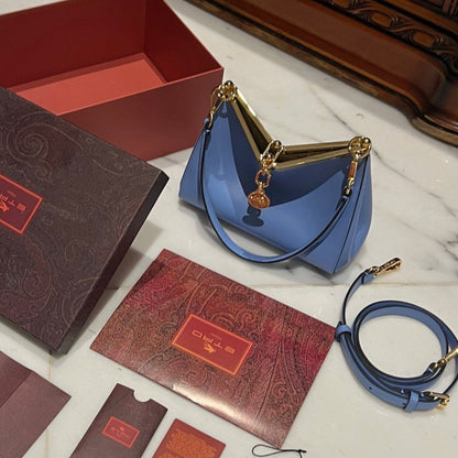 Etro Medium Vela Bag 28cm Blue Calfskin