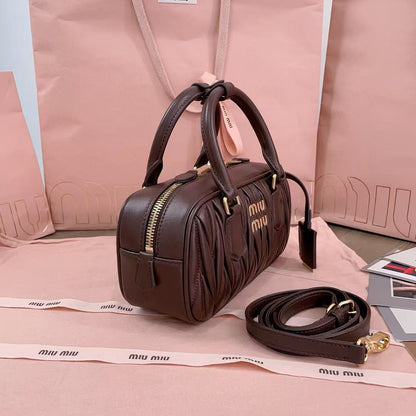 Miumiu Arcadie MatelassÃ£ Bag 22 In Mischka Brown Lambskin