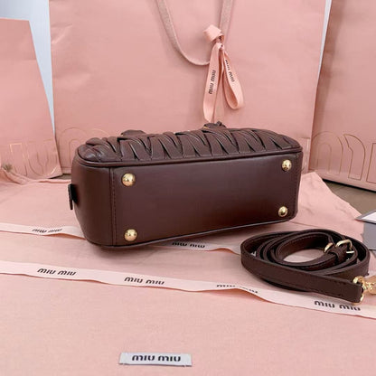 Miumiu Arcadie MatelassÃ£ Bag 22 In Mischka Brown Lambskin