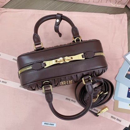 Miumiu Arcadie MatelassÃ£ Bag 22 In Mischka Brown Lambskin