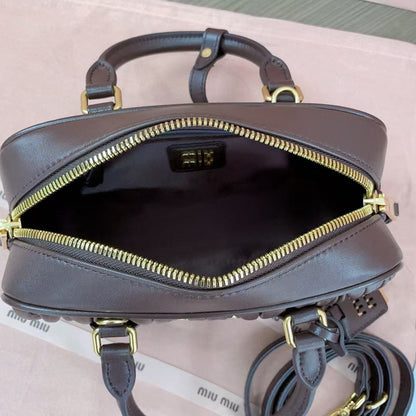 Miumiu Arcadie MatelassÃ£ Bag 22 In Mischka Brown Lambskin