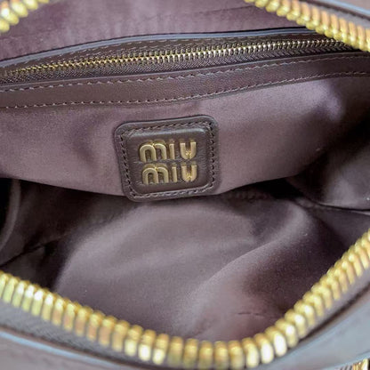 Miumiu Arcadie MatelassÃ£ Bag 22 In Mischka Brown Lambskin