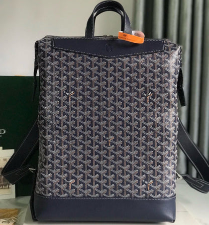 CISALPIN BACKPACK 43 IN NAVY BLUE GOYARDINE CANVAS AND CALFSKIN