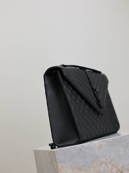 YSL Envelope Chain Large Bag 31cm Black Cowhide
