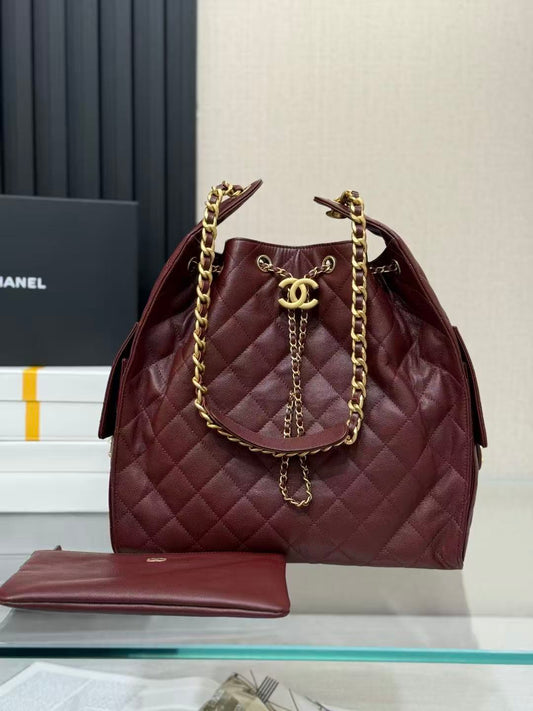 CC 25C Hobo Bags 40 cm Burgundy Calfskin