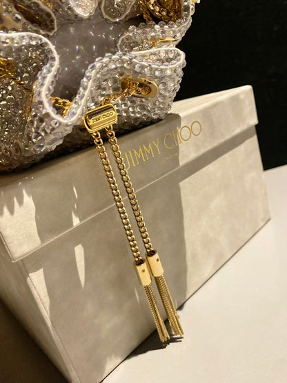 Jimmy Bucket Bag Gold Satin With Crystals