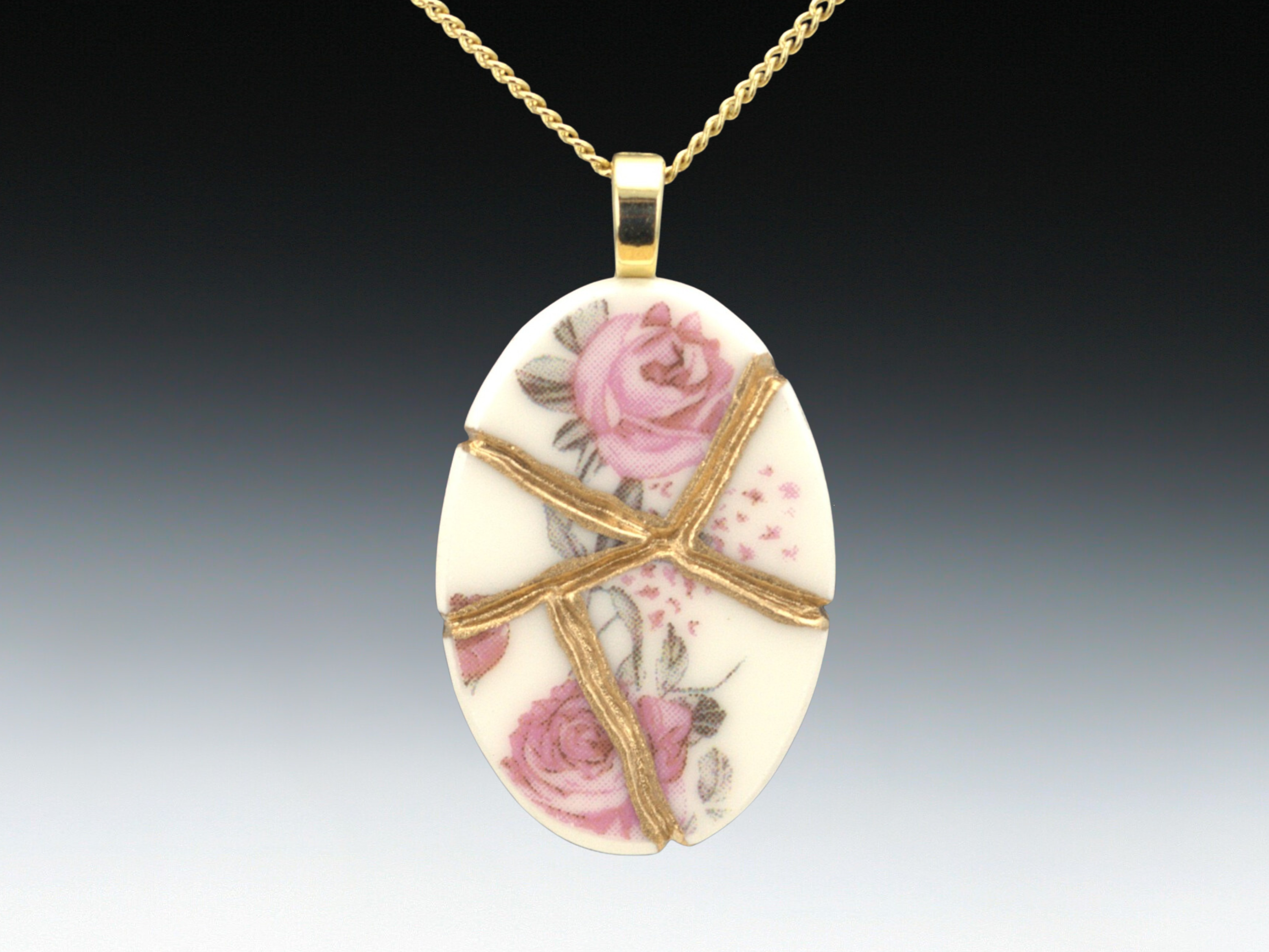 Soft Pink Rose Kintsugi Necklace