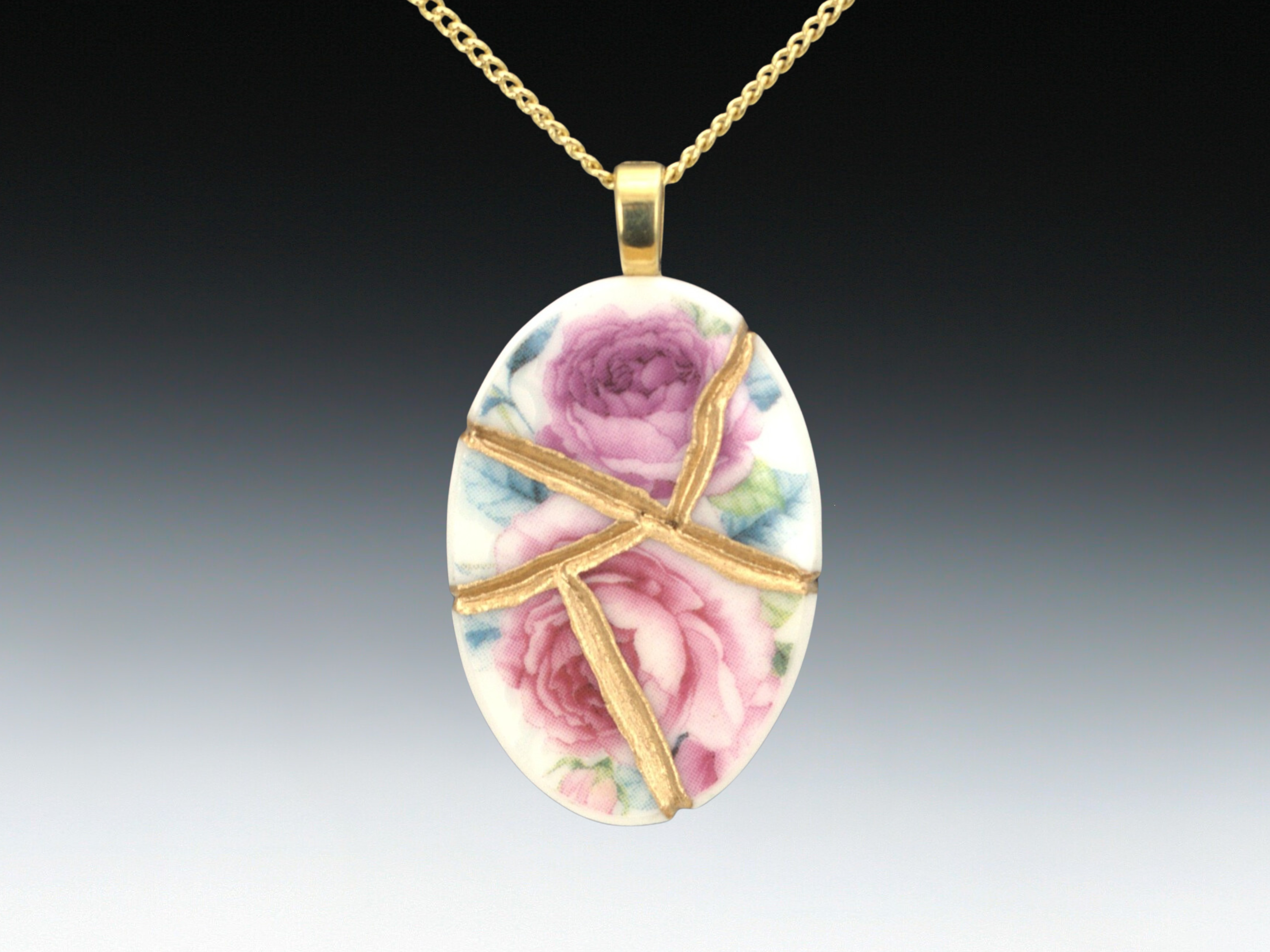 Pink & Purple Rose Kintsugi Necklace