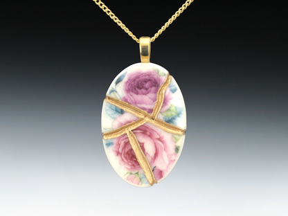 Pink & Purple Rose Kintsugi Necklace