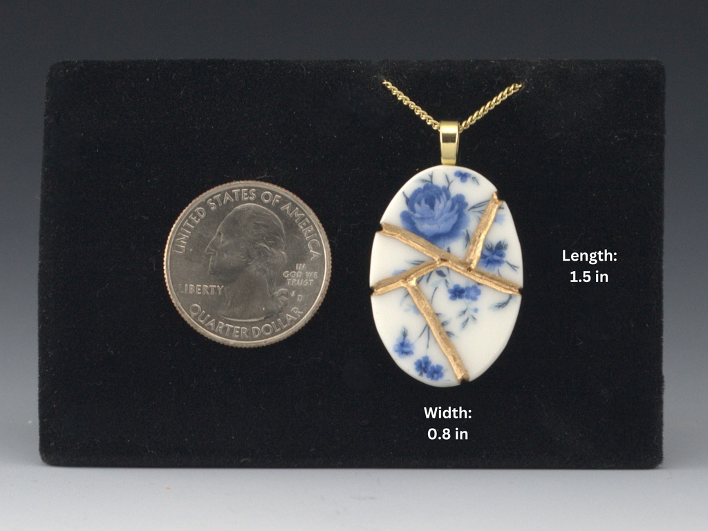 Soft Blue Floral Kintsugi Necklace