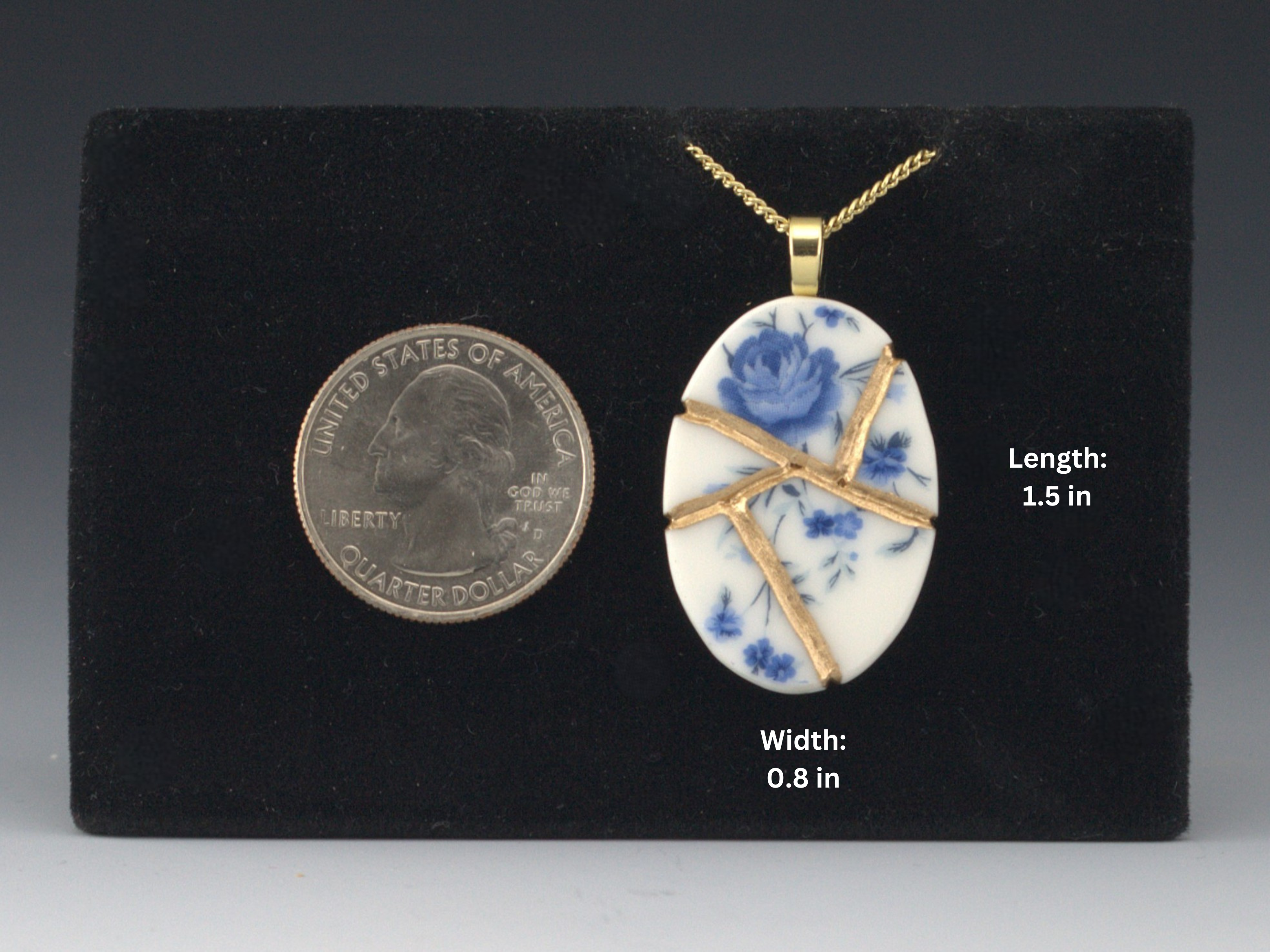 Soft Blue Floral Kintsugi Necklace
