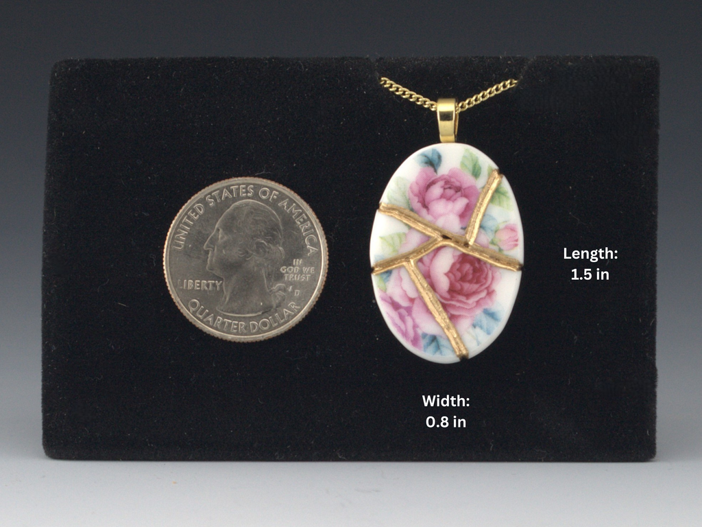 Blooming Pink Rose Kintsugi Necklace