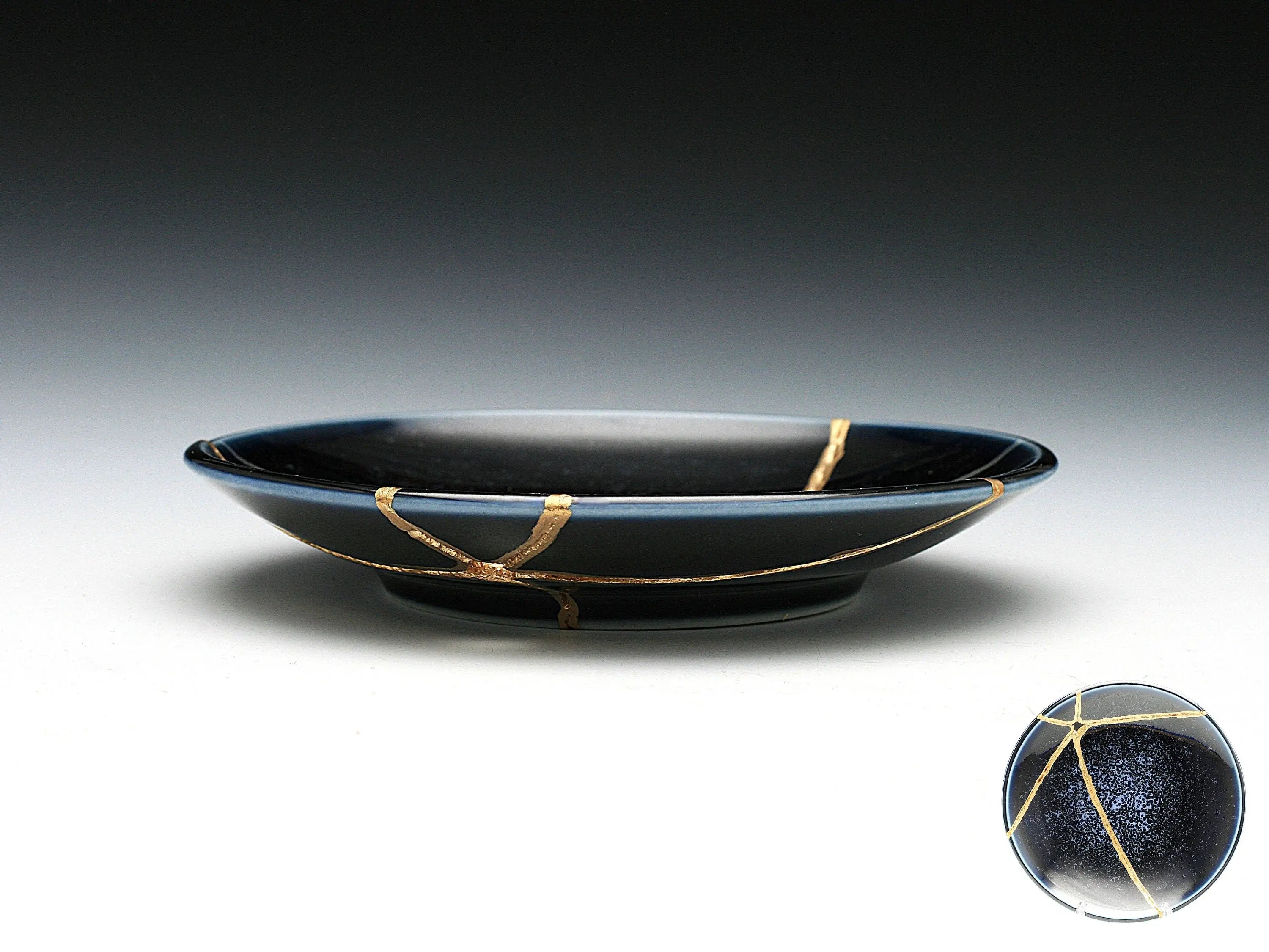 Medium Blue Kintsugi Plate