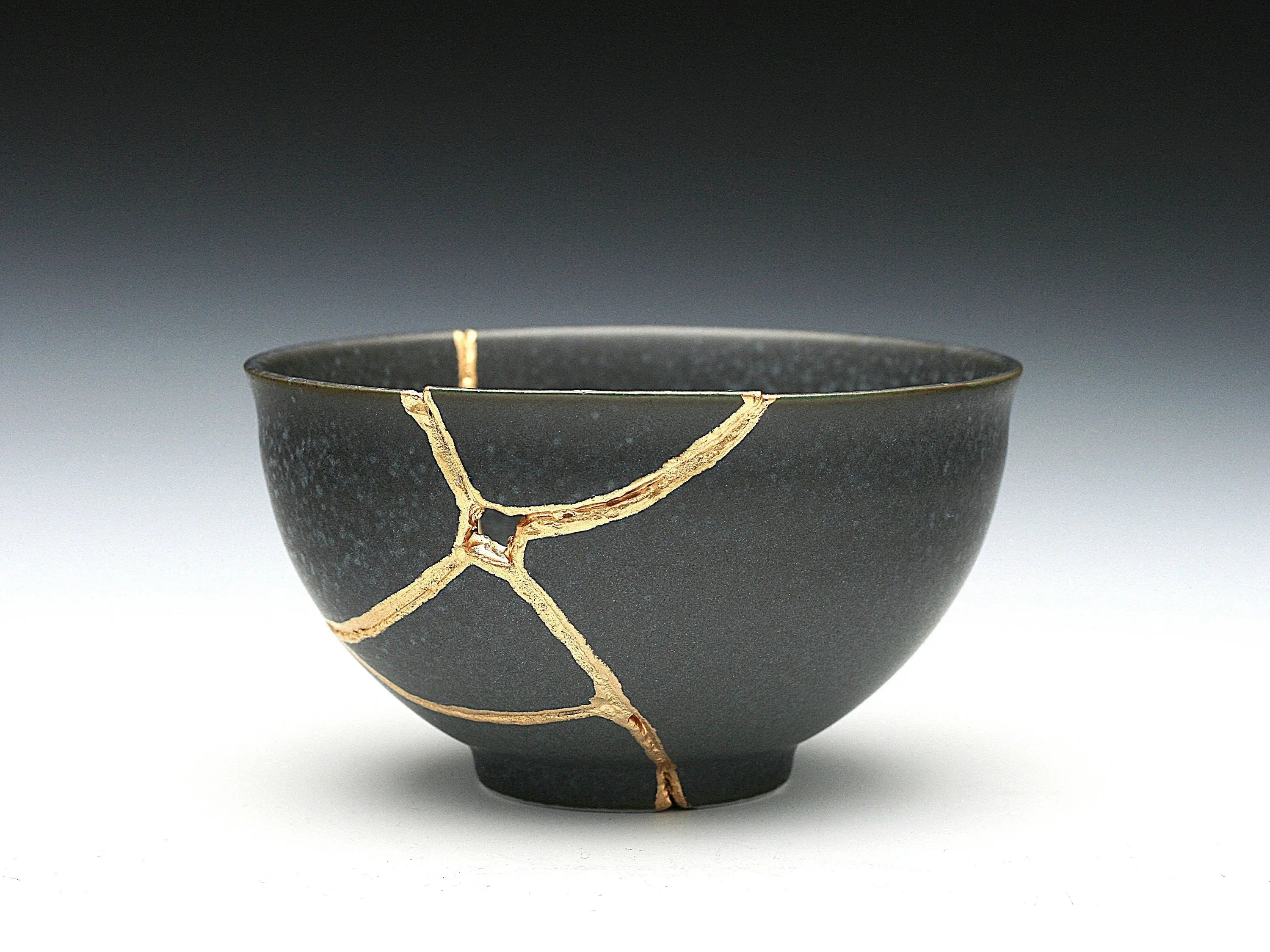 Small Black Kintsugi Teacup