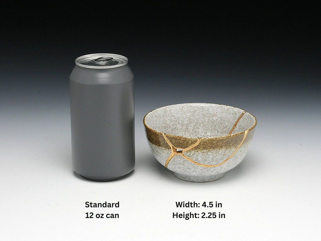 Medium Brown and White Kintsugi Bowl with Texture