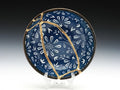 Small Blue and White Kintsugi Plate with Flowers