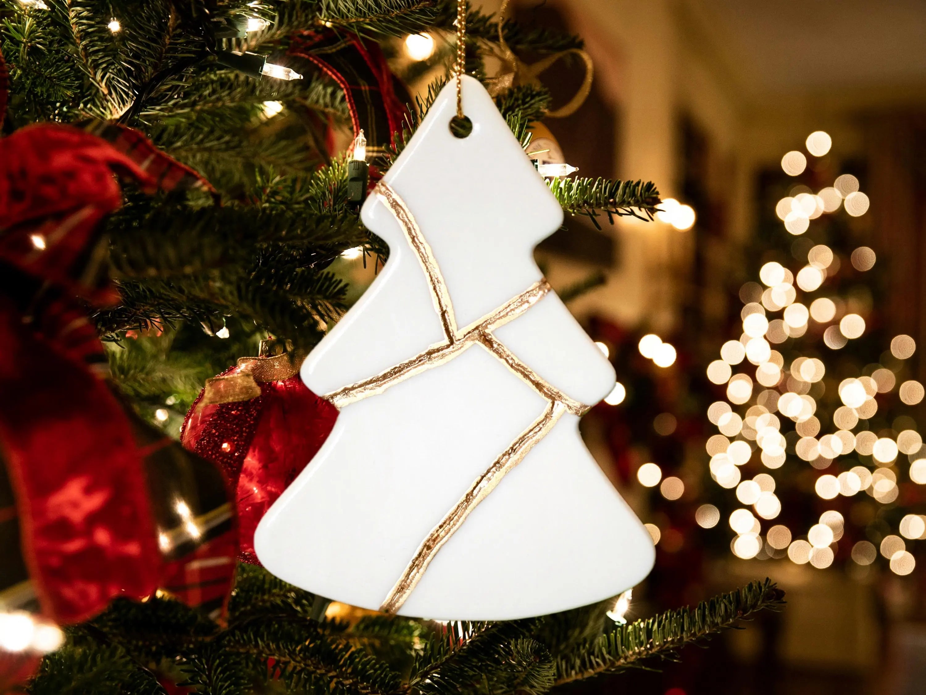 Christmas Tree shaped Kintsugi Ornament