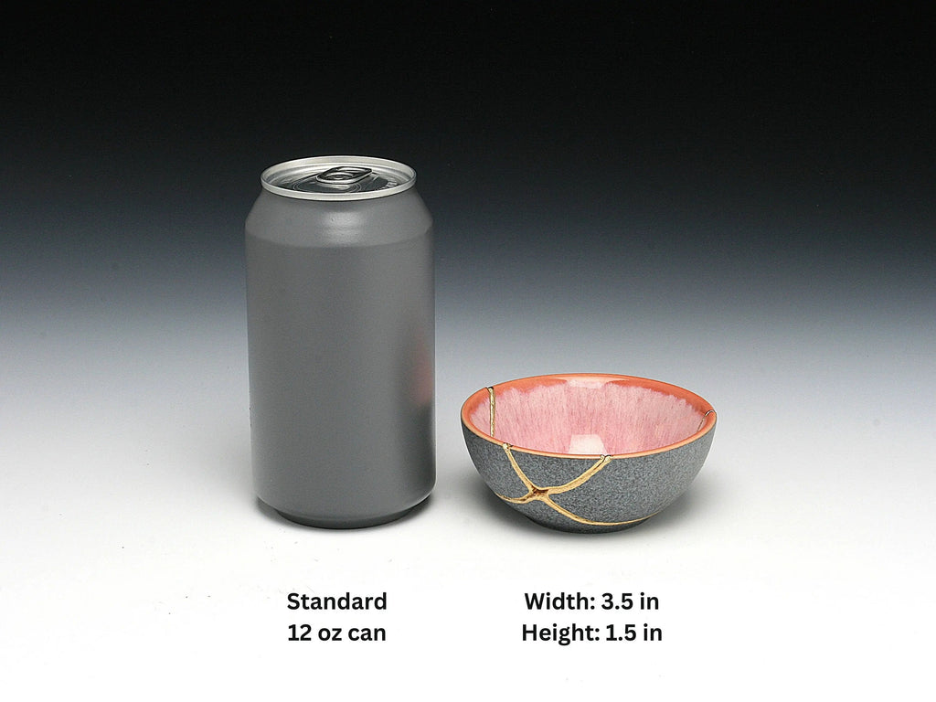 Small Pink and Gray Kintsugi Bowl