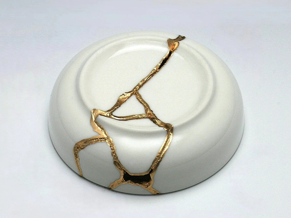 Small White Kintsugi Dish