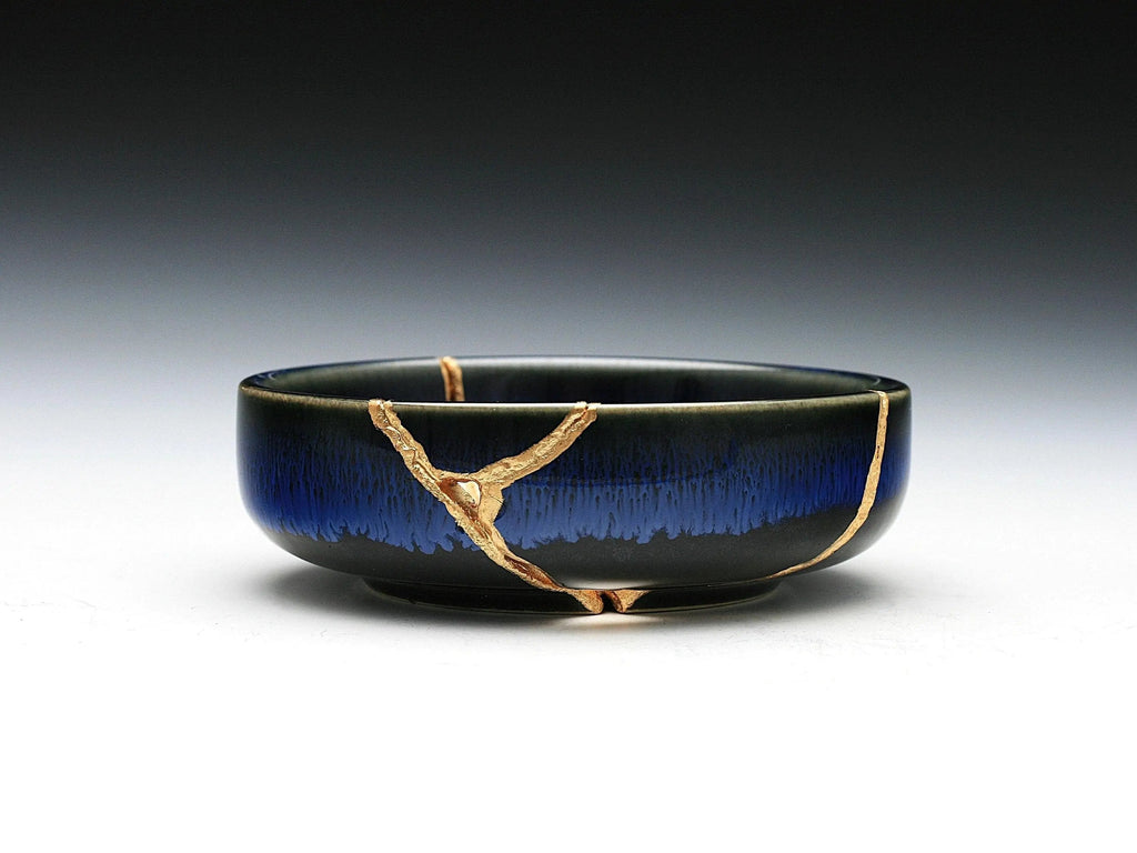 Small Dark Blue Kintsugi Dish