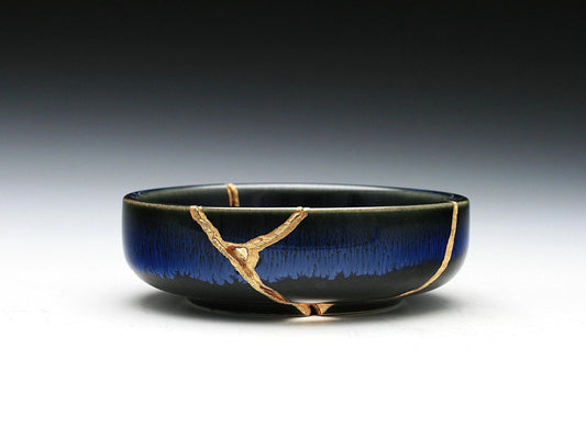 Small Dark Blue Kintsugi Dish