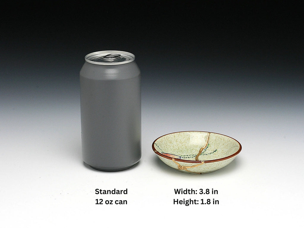 Small Beige Kintsugi Plate with Rose Image