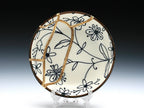 Small Blue and White Kintsugi Plate with Flower Images
